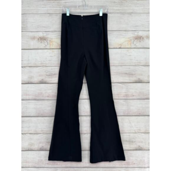 Free People Split Hem Flare Pants Womens Small Black Ponte Knit Back Zip - Picture 2 of 12